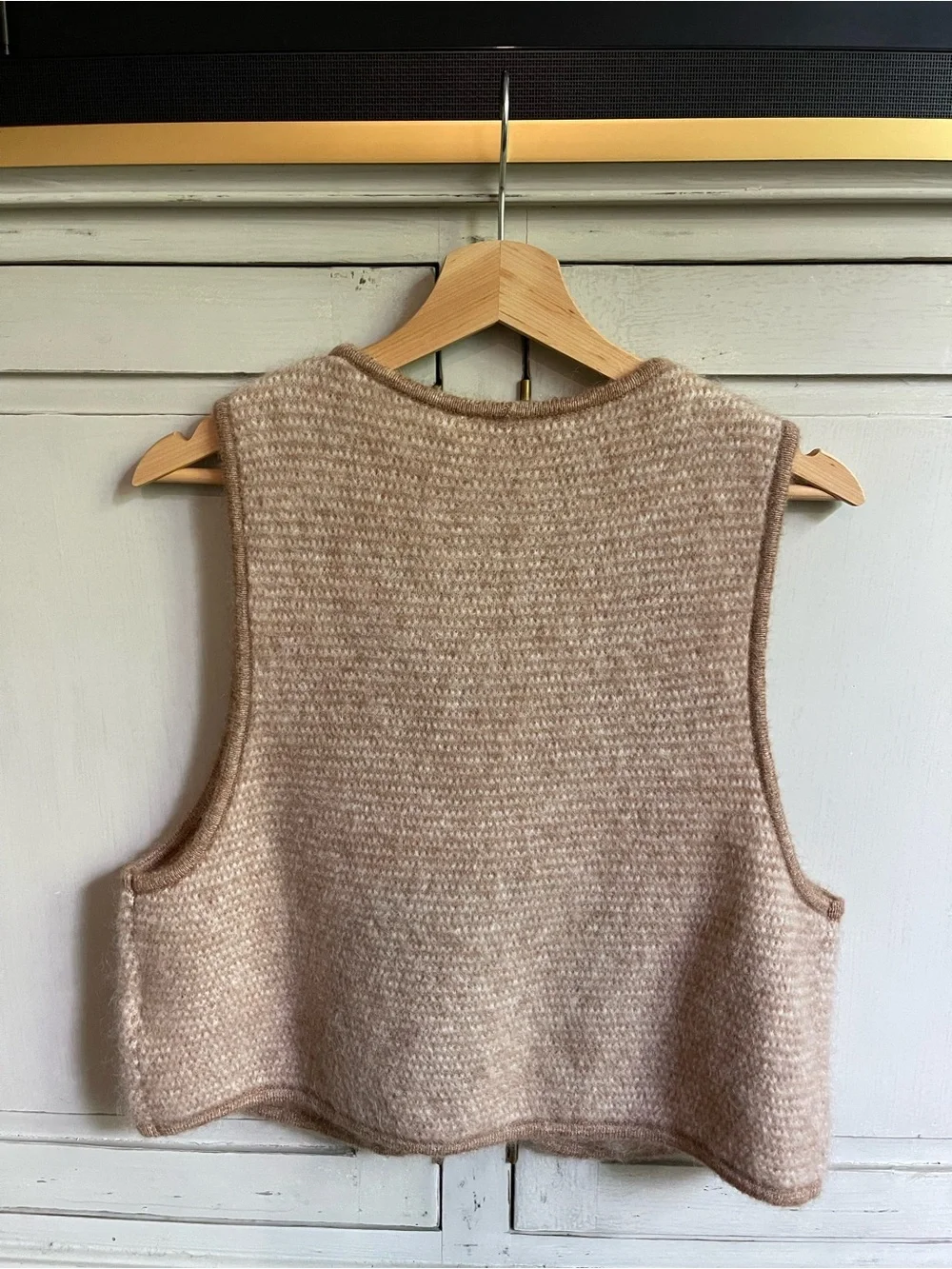 Sezane Pepy Cardigan Cozy Tan Knit Tie-Front Vest - Picture 3 of 3